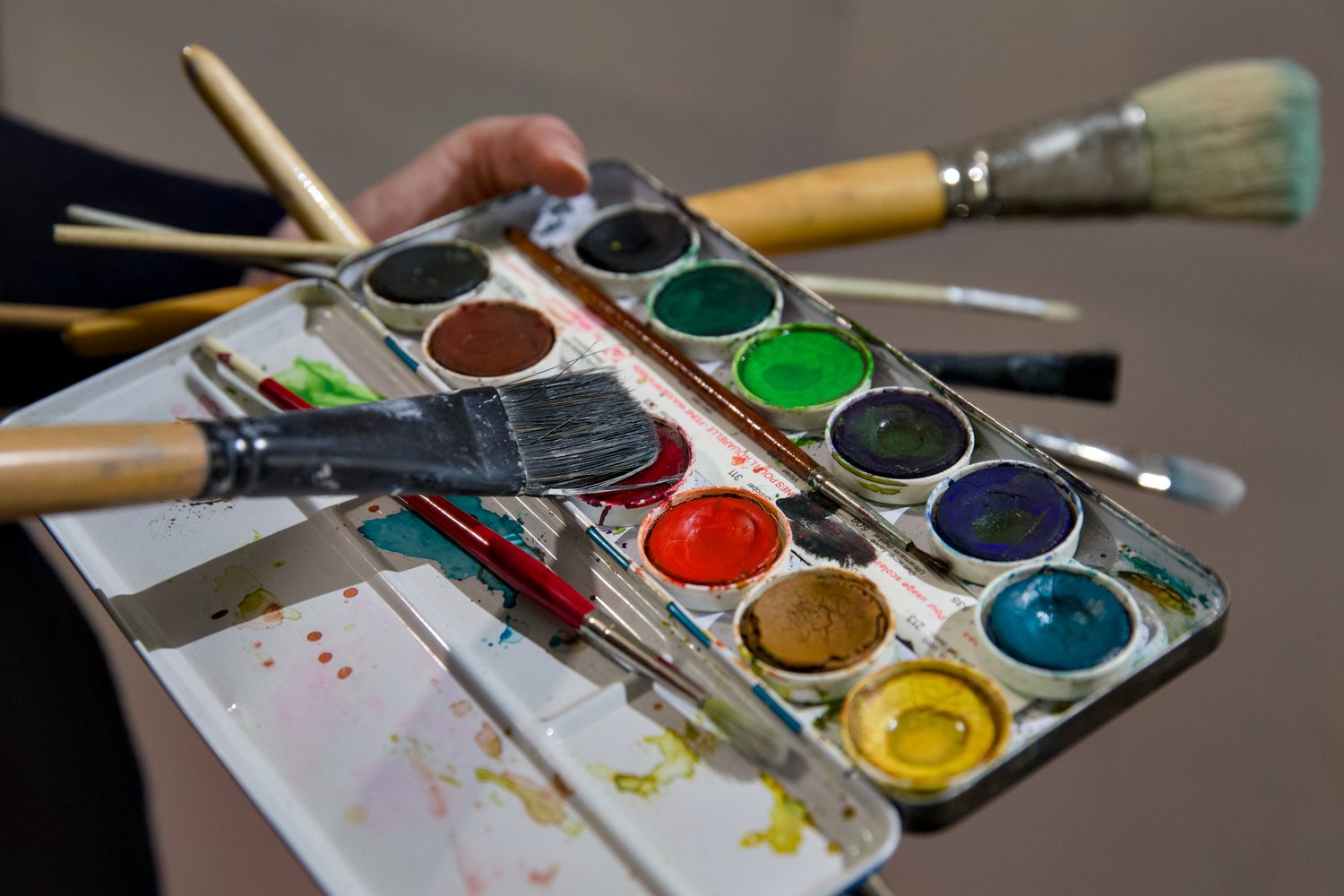 Aquarelverf en penselen